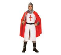 Bristol Novelty Unisex Adults Knight Crusader Costume - Red/White/Silver/Black - Red/White/Silver/Black - Standard