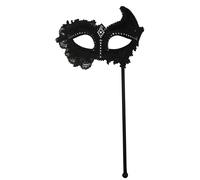 Bristol Novelty Unisex Adults Lace Mask On Stick - Black - Black - One Size