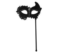 Bristol Novelty Unisex Adults Lace Mask On StickOne Size Black BN174