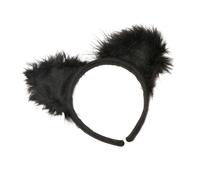 Bristol Novelty Unisex Adults Marabou Cat Ears On Headband - Black - Black - One Size