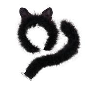 Bristol Novelty Unisex Adults Marabou Cat SetOne Size Black BN1230