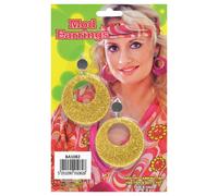 Bristol Novelty Unisex Adults Mod Glitter Earrings - Gold - One Size