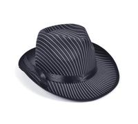 Bristol Novelty Unisex Adults Pin Striped Gangster Hat - Black - One Size - Black