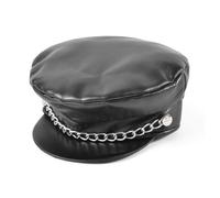 Bristol Novelty Unisex Adults Punk Leather Cap - Black - One Size - Black