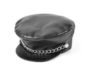 Bristol Novelty Unisex Adults Punk Leather CapOne Size Black BN1410