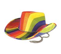 Bristol Novelty Unisex Adults Rainbow Cowboy Hat - Rainbow - Rainbow - One Size - 100% Synthetic