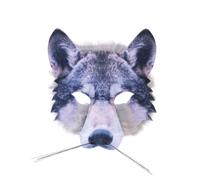Bristol Novelty Unisex Adults Realistic Wolf Face Faux Fur Mask - Grey - Grey - One Size