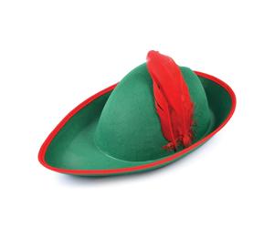 Bristol Novelty Unisex Adults Robin Hood Felt Hat - Green/Red - One Size - Green/Red