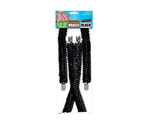 Bristol Novelty Unisex Adults Sequin Braces - Black - Black - One Size