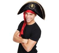 Bristol Novelty Unisex Deluxe Velvet Pirate HatOne Size Black/Red/Gold BN538