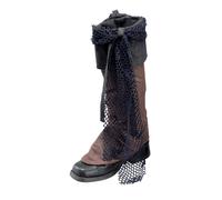 Bristol Novelty Unisex Distressed Leather Pirate Boot Tops - Brown/Black - Brown/Black - One Size