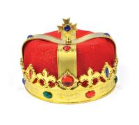 Bristol Novelty Unisex Faux Gem Kings Crown - Gold/Red - Gold/Red - One Size