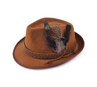 Bristol Novelty Unisex Felt Hat With Feathers - Brown - Brown - One Size