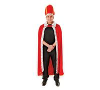 Bristol Novelty Unisex King Robe And Hat Costume - Red/White/Gold - Red/White/Gold - One Size