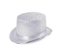 Bristol Novelty Unisex Shiny Top Hat - Silver - One Size - Silver