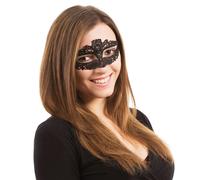 Bristol Novelty Unisex Symmetrical Slimline Lace Eye Mask With Ribbon Tie - Black - Black - One Size