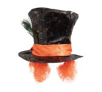 Bristol Novelty Unisex Top Hat With Feather And HairOne Size Brown/Orange BN522