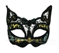 Bristol Novelty Unisex Transparent Lace Leopard Mask - Black/Gold/Brown - Black/Gold/Brown - One Size