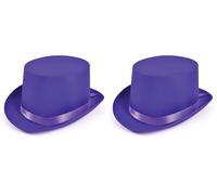 Bristol Novelty Vibrant Purple Satin Top Hat (1 Pc) - Perfect Accessory for Parties, Weddings, 1980-Themed Events, Festivals, Music, World Book Day, & More Halloween Halloween (Pack of 2)