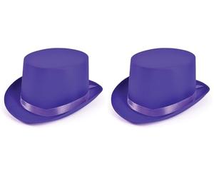 Bristol Novelty Vibrant Purple Satin Top Hat (1 Pc) - Perfect Accessory for Parties, Weddings, 1980-Themed Events, Festivals, Music, World Book Day, & More Halloween Halloween (Pack of 2)