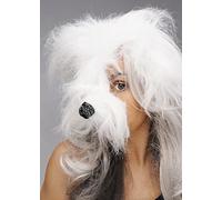 Bristol Novelty White Fluffy Shaggy Dog Mask On Headband with Ears