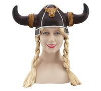 Bristol Novelty Women/Ladies Viking Helmet With PlaitsOne Size Brown/Gold/Silver