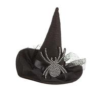 Bristol Novelty Womens Diamante Spider Witch Hat - Black - Black - One Size