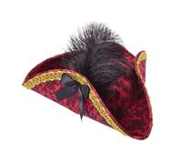 Bristol Novelty Womens/Ladies Feathered Tricorn Pirate HatOne Size Red/Black/Gol