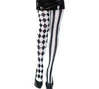 Bristol Novelty Womens/Ladies Harlequin Tights - White/Black - One Size - White/Black