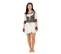 Bristol Novelty Womens Medieval Huntress Costume - White/Brown - White/Brown - One Size