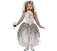 Bristol Novelty X75184 Skeleton Bride Kids Costume, White/Grey, Small 3-5 Years Halloween Halloween