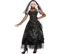 Bristol Novelty X76248 Shadow Ghost Costume | Dress, Corset, and Veil | 3pcs, mens, Black, UK size 10-14