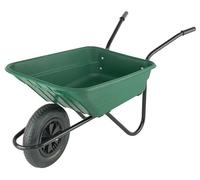 Bristol Shire Heavy-Duty Green Wheelbarrow With 120kg/90l Capacity, Strong Plastic Pan, Solid Wheel, Anti-Slip Twin Handles
