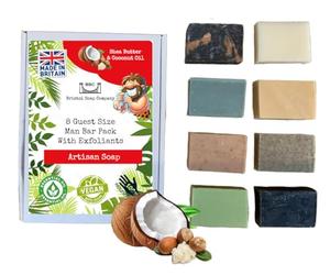 Bristol Soap Company Artisan Soap Guest Size Man Bar Pack, 8 Handmade Masculine Soaps with Exfoliants, Shea Butter & Coconut Oil, Cruelty-Free & Vegan Gift Set (8 x 30g)