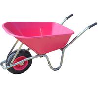 Bristol Tool Company 1894 Big Mucker Wheelbarrow Pink With 120kg, Strong Deep Plastic Pan, Twin Handles, Pneumatic Wheel