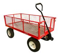 Bristol Tool Company 1894 BTC806 Heavy Duty Fold Down Sides Platform Truck - Pneumatic Wheels, 450kg Capacity, Red