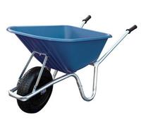 Bristol Tool Company Big Mucker Blue Wheelbarrow - 100Ltr / 120Kg, Heavy-Duty Deep Plastic Pan, Great For Outdoor & Equestrian Use, Blue Pan