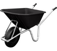 Bristol Tool Company Big Mucker Wheelbarrow Black With 120Kg/100L Capacity, Strong Deep Plastic Pan, Twin Handles, Pneumatic Wheel
