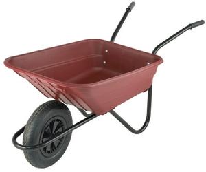 Bristol Tool Company Bristol Shire Mucker Heavy-Duty Burgundy Wheelbarrow With 120Kg/90L Capacity, Plastic Pan, Pneumatic Wheel, Anti-Slip Handles