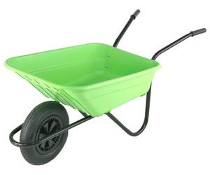 Bristol Tool Company Bristol Shire Mucker Heavy-Duty Lime Green Wheelbarrow With 120Kg/90L Capacity, Plastic Pan, Pneumatic Wheel, Anti-Slip Handles