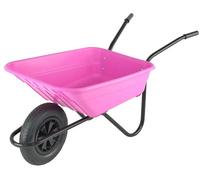 Bristol Tool Company Bristol Shire Mucker Heavy-Duty Pink Wheelbarrow With 120Kg/90L Capacity, Plastic Pan, Puncture-Proof Wheel, Anti-Slip Handles