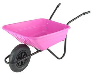 Bristol Tool Company Bristol Shire Mucker Heavy-Duty Pink Wheelbarrow With 120Kg/90L Capacity, Strong Plastic Pan, Pneumatic Wheel, Anti-Slip Handles