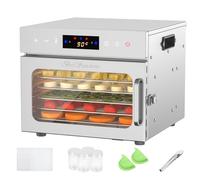 BriSunshine Food Dehydrator Machine, 6 Trays All Stainless Steel Non-Stick, 360° Even Drying, Digital Timer 24H & Temp 30-90°C for Jerky Fruit Herbs Pet Treats
