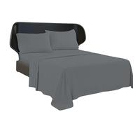 BRIT COTTON 100% Egyptian Cotton Plain Dyed Flat Sheet | Premium Hotel Quality Ultra Soft Bedding | Luxury Non-Iron Easy Care | Wrinkle & Fade Resistant Top Sheet (Charcoal, Super King)