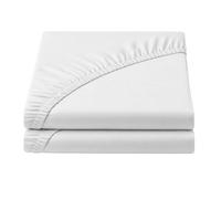 BRIT COTTON® 4FT Small Double White Fitted Sheets Pack of 2, 90GSM Microfiber, Extra Deep 16"/40cm Bottom Sheets, Soft & Secure Fit for Thick Mattresses