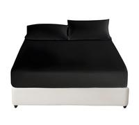 BRIT COTTON® Black 4FT Small Double 100% Egyptian Cotton Fitted Sheet - 200 Thread Count, 16-Inch (40cm) Extra Deep Pocket, Soft & Breathable Luxury Bedding for Thick Mattresses