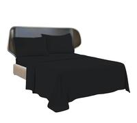 BRIT COTTON-Black Double 100% Egyptian Cotton Plain Dyed Flat Sheet | Premium Hotel Quality Ultra Soft Bedding | Luxury Non-Iron Easy Care | Wrinkle & Fade Resistant Top Sheet for All Bed Sizes