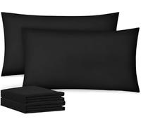 Brit Cotton-Black Pillow Cases 4 Pack-1800 Super Soft 100% Brushed Microfibre Pillowcases-Envelope Closure-Non Iron,Breathable,Fade & Stain Resistant - Standard Size (50x75cm) Pillow Covers