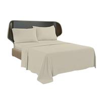 BRIT COTTON-Cream King 100% Egyptian Cotton Plain Dyed Flat Sheet | Premium Hotel Quality Ultra Soft Bedding | Luxury Non-Iron Easy Care | Wrinkle & Fade Resistant Top Sheet for All Bed Sizes