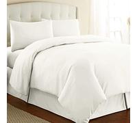 Brit Cotton Fabric Plain Duvet Covers Bed Set with Pillow Cases- 100% Pure Egyptian Cotton -Satin and Super Soft (White, Double Bedding Duvet Cover Set)